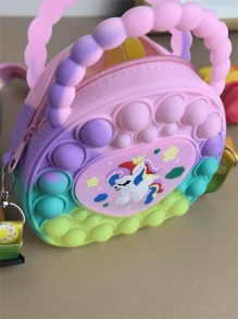 Heart-Shaped Handbag, Silicone Crossbody Bag, Unicorn Wallet - Stress Relief, Waterproof, Durable Storage Pouch - Glossy Chain Link, Stylish, Eye-Catching Crossbody Bag - Suitable For All Daily Use