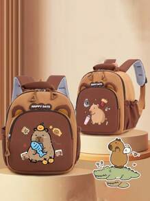 1pc Cartoon Cute Capybara Backpack, Cute Baby New Capybara Backpack, Smooth Zipper, With A Variety Of Capybara Patterns, Large Capacity And Multiple Pockets, For Books, Daily Necessities, Snacks, Suitable For Teenagers To Travel And Daily Use