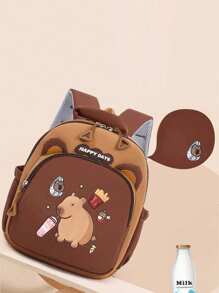1pc Cartoon Cute Capybara Backpack, Cute Baby New Capybara Backpack, Smooth Zipper, With A Variety Of Capybara Patterns, Large Capacity And Multiple Pockets, For Books, Daily Necessities, Snacks, Suitable For Teenagers To Travel And Daily Use