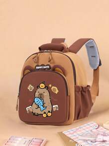 1pc Cartoon Cute Capybara Backpack, Cute Baby New Capybara Backpack, Smooth Zipper, With A Variety Of Capybara Patterns, Large Capacity And Multiple Pockets, For Books, Daily Necessities, Snacks, Suitable For Teenagers To Travel And Daily Use