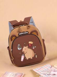 1pc Cartoon Cute Capybara Backpack, Cute Baby New Capybara Backpack, Smooth Zipper, With A Variety Of Capybara Patterns, Large Capacity And Multiple Pockets, For Books, Daily Necessities, Snacks, Suitable For Teenagers To Travel And Daily Use