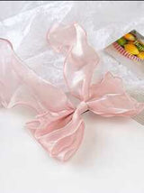 1pc Sweet Pink Princess Net Yarn Extra Large Bow Wavy Ribbon Clip, Elegant Gentle Hair Accessory For Spring