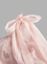 Plus Size Ruffle Tiered Flare Hem Dress, Pink, Bow Decor, Organza, Dreamy Romantic Style, Suitable For Date, Party, Holiday, Tea Party, Birthday Outfit Mother Day Outfit 4th Of July Women Mother Day Gift Women Formal Party Dress Women Dresses Wo