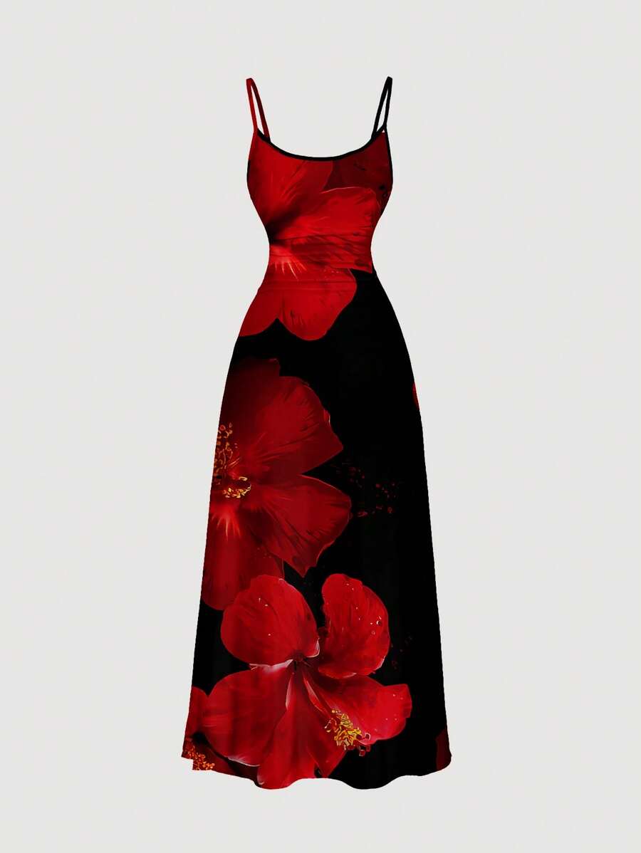 Casual Floral Print Dress, Suitable For Summer