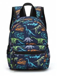 GUSTELL 1pc Kids Backpack, Suitable For Preschoolers, Kindergarten, Primary School Boys And Girls, With Padded Shoulder Straps, Prehistoric Fossil Dinosaur, Casual Fashion Versatile Cartoon Cute Bookbag, Perfect For Daily Travel, School, And Trips