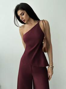 Firerie 2 Pieces Set: Halter Sleevelss Top & High Waisted Long Pants For Vacation & Everyday Wear, Spring/Summer