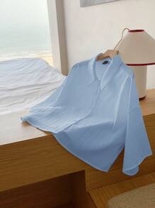 Summer White Textured Woven Short Blouse For Women Polo Shirts For Women