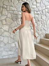 Siren Gaze New Summer Imitation Linen Embroidered Long Dress For Women, Heavy Contrast Embroidered Suspender Long Dress For Women, Bohemian, Holiday Long Dress For Women, Mother Day Dress, Summer Dresses For Women, Graduation Dress, Sun Dresses For Women,