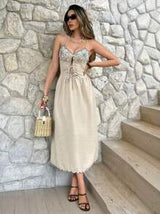 Siren Gaze New Summer Imitation Linen Embroidered Long Dress For Women, Heavy Contrast Embroidered Suspender Long Dress For Women, Bohemian, Holiday Long Dress For Women, Mother Day Dress, Summer Dresses For Women, Graduation Dress, Sun Dresses For Women,