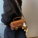 1pc Retro Mini Cylinder Handbag For Women, Shoulder Crossbody Bag For Daily Use (With Fur Decor)