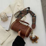1pc Retro Mini Cylinder Handbag For Women, Shoulder Crossbody Bag For Daily Use (With Fur Decor)