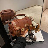 1pc Retro Mini Cylinder Handbag For Women, Shoulder Crossbody Bag For Daily Use (With Fur Decor)