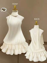 Celure Solid Color Pleated Simple Chic Dress, Fashionable Suitable For Summer