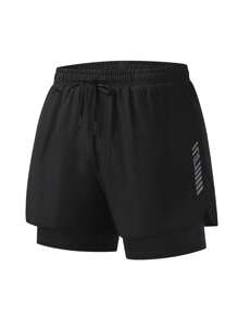 Men's Sports Shorts - Elastic, Non-See-Through, Fashion 2-In-1 Design, Suitable For Gym And Running, Machine Washable