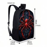 Red Spider Printed Backpack Three Pieces Set (Single-Layer Backpack + Shoulder Strap Round Lunch Bag + Single-Layer Pencil Bag) Pencil Case