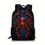 Red Spider Printed Backpack Three Pieces Set (Single-Layer Backpack + Shoulder Strap Round Lunch Bag + Single-Layer Pencil Bag) Pencil Case