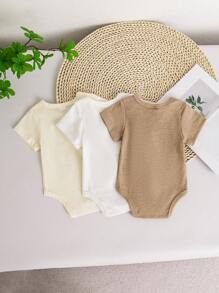 3pcs/Set Fashionable Infant Baby Boys Round Neck Short Sleeve Loose Bodysuit