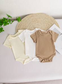 3pcs/Set Fashionable Infant Baby Boys Round Neck Short Sleeve Loose Bodysuit