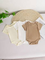 3pcs/Set Fashionable Infant Baby Boys Round Neck Short Sleeve Loose Bodysuit