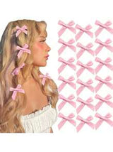 18PCS Pink Hair Bows For Women Hair Ribbon For Hair Small Hair Bows Clips Small Satin Hair Clips Mini Bows Hair Barrettes Hair Accessories For Women Girls