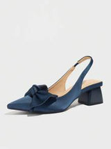 Women's Bow Decor Block Heel Pointed Toe Sandals