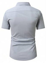 Manfinity Mode Men's Solid Color Business Casual Short Sleeve Shirt Men Office Shirts Mens Casual Dress Shirts Office Outfits For Men