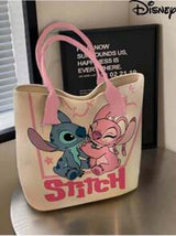 Disney 1pc (Disney Authorized) Stitch,Mickey Mouse,Disney Princess,PLUTO Series Beige Simple And Fashionable Cartoon Canvas Bag, Girl's Portable Tote Bag.