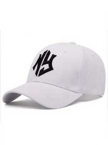 NY Embroidered Solid Baseball Cap, Unisex, Suitable For Spring & Summer