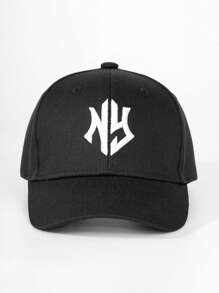NY Embroidered Solid Baseball Cap, Unisex, Suitable For Spring & Summer