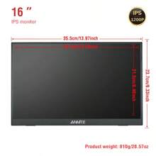ANMITE 16 Inch IPS Portable Monitor 1200P 16:10 Compatible With Laptop Second Screen Gaming Extension Monitor For PC Raspberry Pi