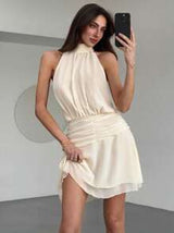 Aloruh Backless Halter Tie-Up Dress
