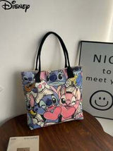 Disney 1pc (Disney Authorized) Stitch,Mickey Mouse,Disney Princess,PLUTO Series Beige Simple And Fashionable Cartoon Canvas Bag, Girl's Portable Tote Bag.