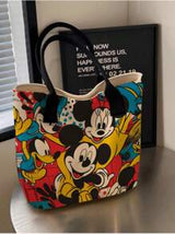 Disney 1pc (Disney Authorized) Stitch,Mickey Mouse,Disney Princess,PLUTO Series Beige Simple And Fashionable Cartoon Canvas Bag, Girl's Portable Tote Bag.