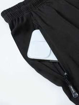 Men Drawstring Waist Zipper Pocket Shorts
