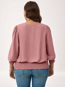 LUNE Plus Size Casual Solid Color Puff Sleeve BlouseNew Vears Women Outfit Holiday Outfit Summer Outfits For Women Vacation Outfits Woman Valentine's Day