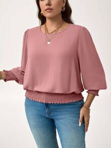 LUNE Plus Size Casual Solid Color Puff Sleeve BlouseNew Vears Women Outfit Holiday Outfit Summer Outfits For Women Vacation Outfits Woman Valentine's Day