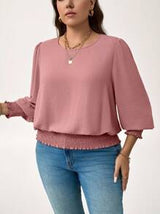 LUNE Plus Size Casual Solid Color Puff Sleeve BlouseNew Vears Women Outfit Holiday Outfit Summer Outfits For Women Vacation Outfits Woman Valentine's Day