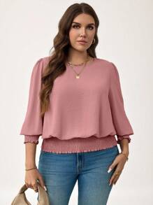 LUNE Plus Size Casual Solid Color Puff Sleeve BlouseNew Vears Women Outfit Holiday Outfit Summer Outfits For Women Vacation Outfits Woman Valentine's Day
