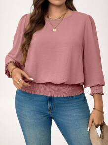 LUNE Plus Size Casual Solid Color Puff Sleeve BlouseNew Vears Women Outfit Holiday Outfit Summer Outfits For Women Vacation Outfits Woman Valentine's Day