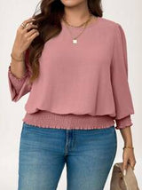 LUNE Plus Size Casual Solid Color Puff Sleeve BlouseNew Vears Women Outfit Holiday Outfit Summer Outfits For Women Vacation Outfits Woman Valentine's Day