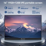 Reletech Portable Monitor 16 Inch 1200P USB-C Ultra-Slim Travel IPS Monitor With Kickstand, For Laptop, PC, PS 5, X Box, Swich, Gaming Monitor