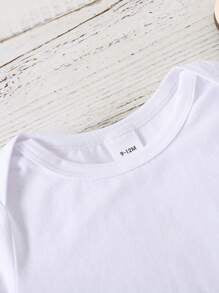Baby Boy Fashionable Minimalist Cute Slogan Letter Print Short Sleeve Bodysuit, Summer Newborn