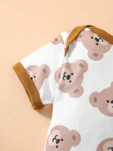 Persoplay Kids 2pcs Newborn Infant Casual Daily Cute Bear Graphic Print Short Sleeve Romper & Shorts Set, Suitable For Spring/Summer Outdoor Wear