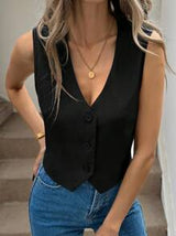 Easowa Black Vest Thin Jacket, Women Office Wear Blouse