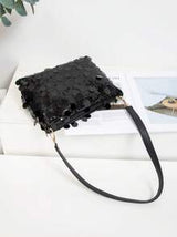 1pc Women's New Arrival Sequin Crescent Shaped PVC Shoulder Bag
