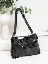 1pc Women's New Arrival Sequin Crescent Shaped PVC Shoulder Bag