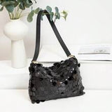 1pc Women's New Arrival Sequin Crescent Shaped PVC Shoulder Bag