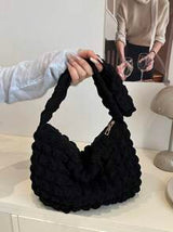 Soft Touch Large Capacity Women's Shoulder Bag, Casual Cloud Shaped Ruched Design, Korean Style New Arrival