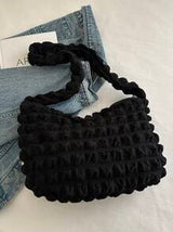 Soft Touch Large Capacity Women's Shoulder Bag, Casual Cloud Shaped Ruched Design, Korean Style New Arrival