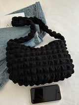 Soft Touch Large Capacity Women's Shoulder Bag, Casual Cloud Shaped Ruched Design, Korean Style New Arrival